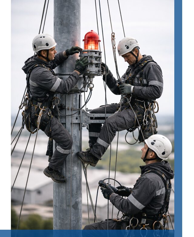 Монтаж заградительных огней в Снежинске от 8833 р. | ВЫСОТНИК-Снж