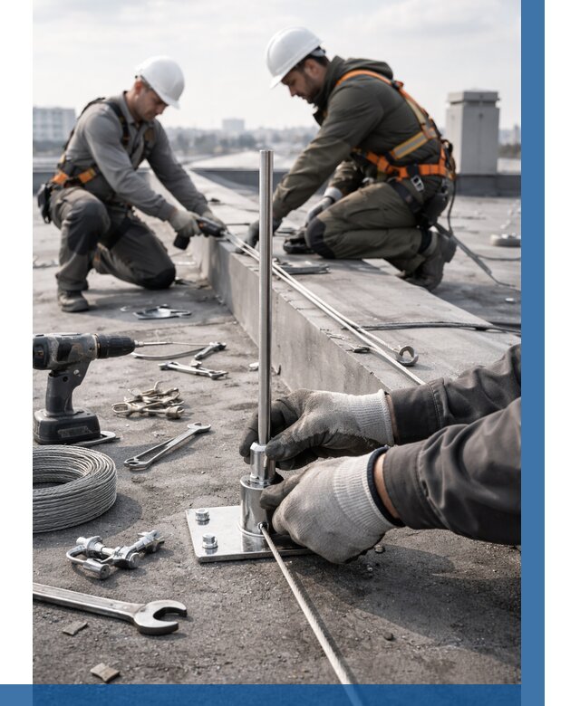 Монтаж молниезащиты на кровле в Снежинске цена от 25980 р. | ВЫСОТНИК-Снж