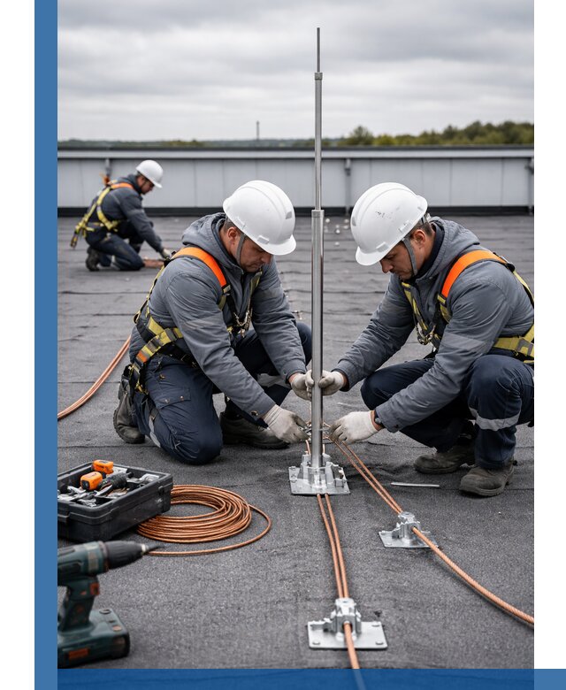 Монтаж молниезащиты на кровле в Снежинске под ключ с гарантией