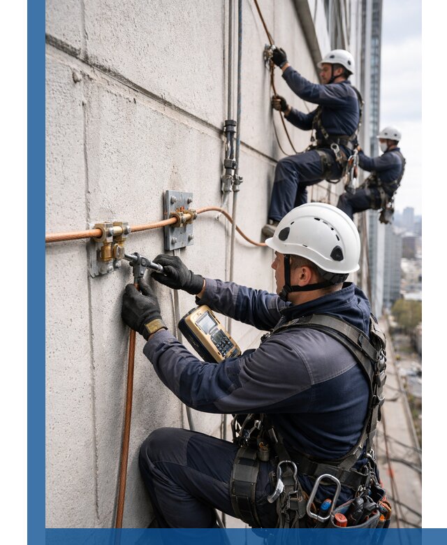 Монтаж системы заземления здания и молниезащиты в Снежинске