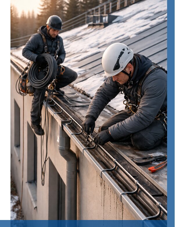 Монтаж греющего кабеля на кровле в Снежинске от 468 р. | ВЫСОТНИК-Снж