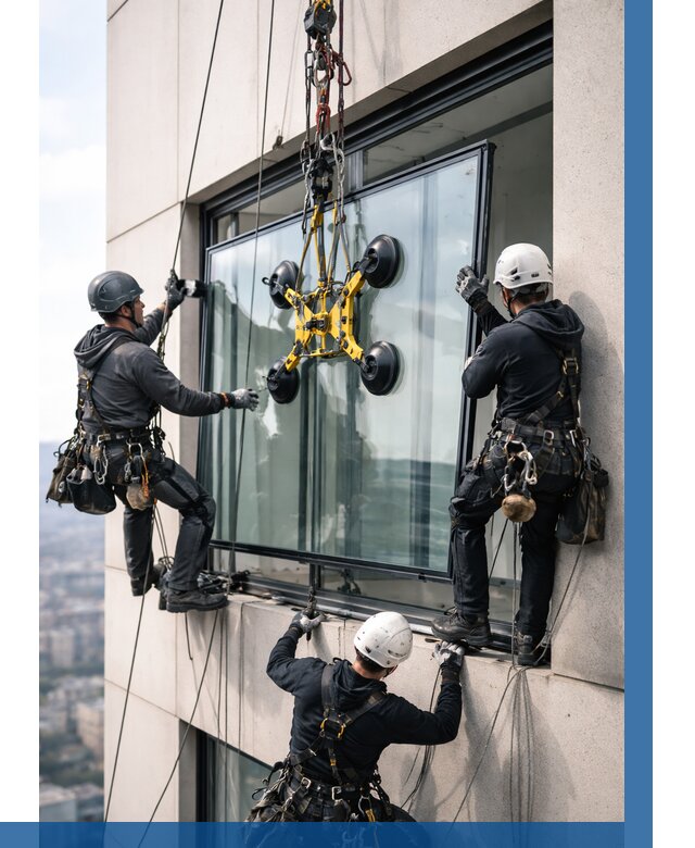 Монтаж стеклопакетов на высоте в Снежинске от 3325 р. | ВЫСОТНИК-Снж