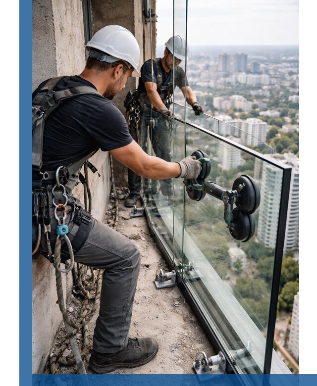 Монтаж стеклянных ограждений под ключ с гарантией в Снежинске
