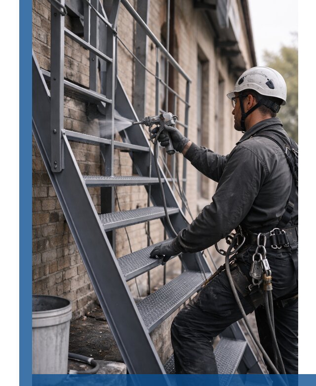 Покраска и антикоррозионная защита пожарных лестниц в Снежинске