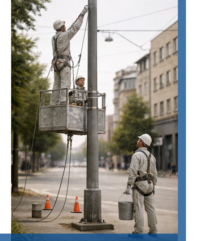 Покраска опор освещения в Снежинске от 5196 р. | ВЫСОТНИК-Снж
