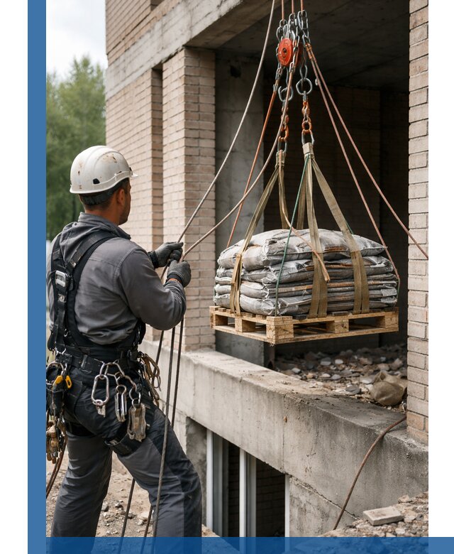 Подъем материалов на этаж веревками в Снежинске оперативно