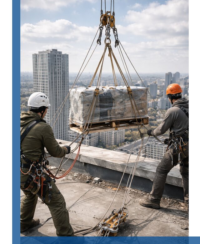 Подъем и монтаж крупногабаритных грузов на крышу в Снежинске