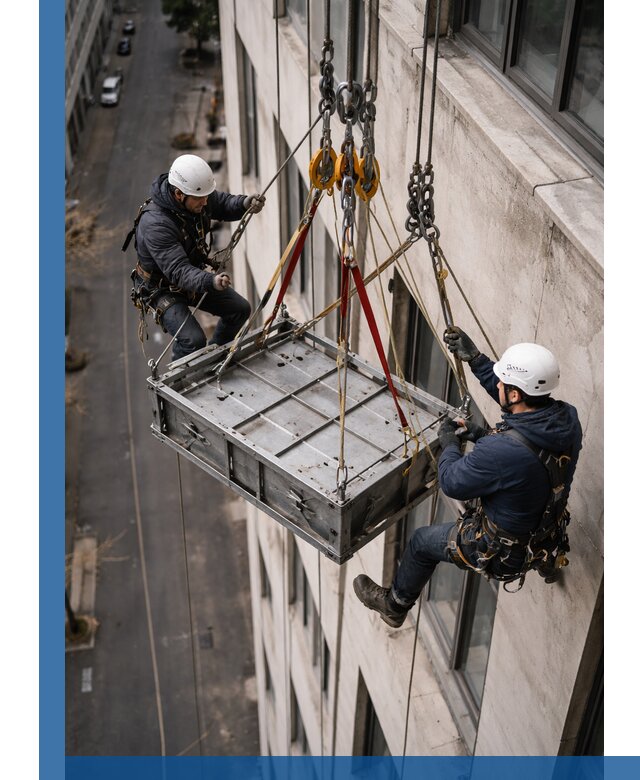 Спуск и подъем грузов по фасаду в Снежинске для зданий