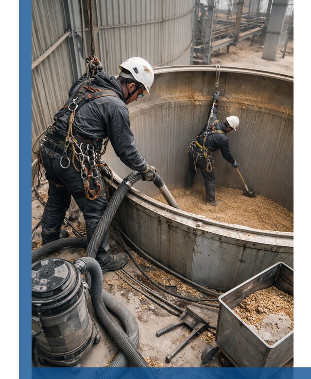 Профессиональная чистка зерновых бункеров в Снежинске с выездом