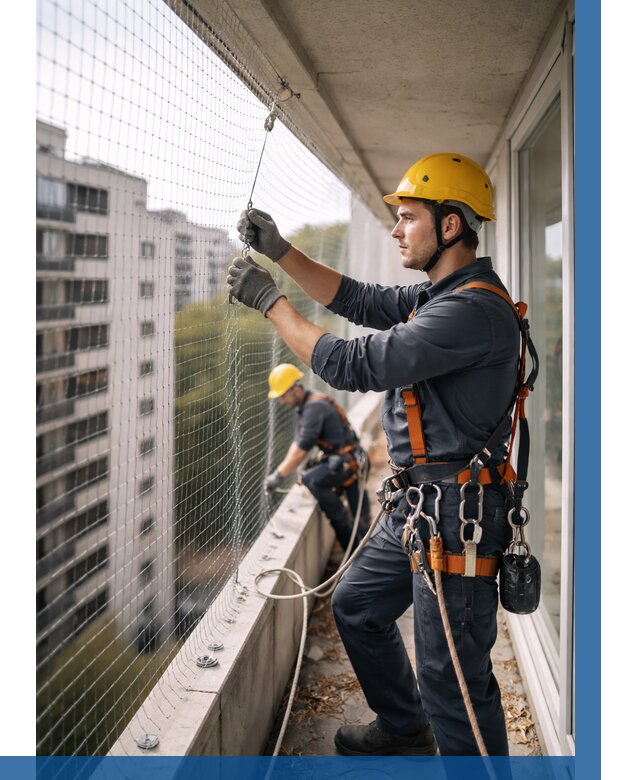 Монтаж сетки от птиц в Снежинске от 4676 р. | ВЫСОТНИК-Снж