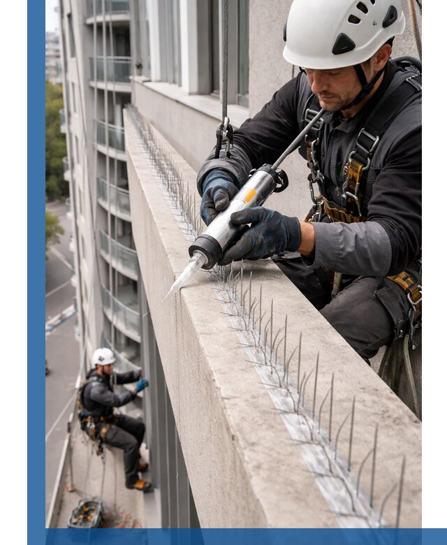 Установка шипов от птиц на фасадах и кровлях в Снежинске